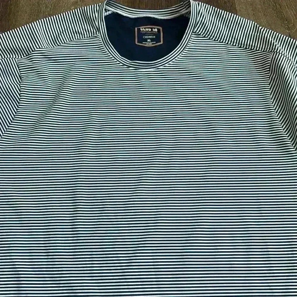 Cremieux Club 38 Performance Tee.  Men’s size XL.  Navy blue and white stripes. - Picture 2 of 6